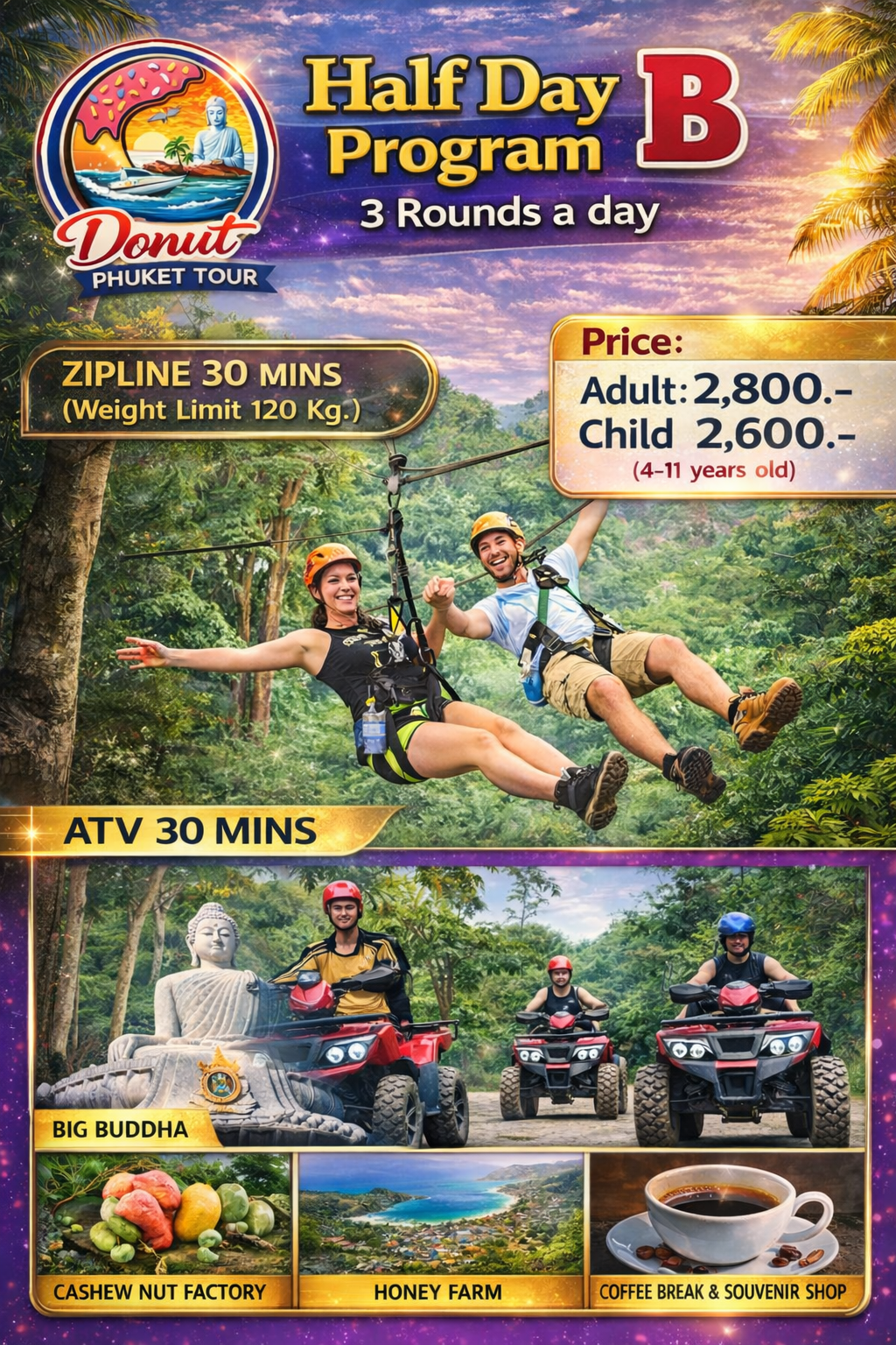 Half Day Program B - Zipline & ATV